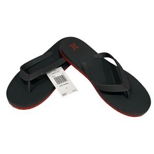 Hurley Men’s 11 Gray & Red Flip Flops NWT